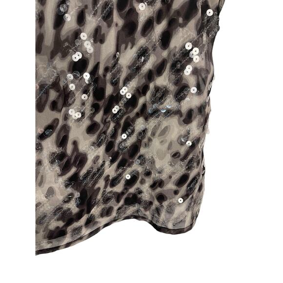 BCBGMAXAZRIA BLACK COMBO CHIFFON SEQUIN TOP Blouse SIZE Medium EUC - Picture 5 of 7